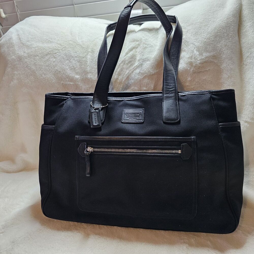 Coach Canvas/Leather Diaper Bag Black